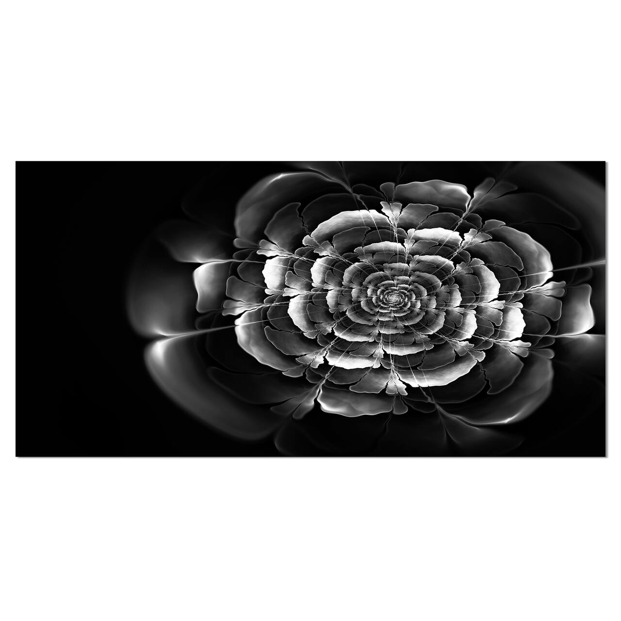 Designart - Fractal Silver Rose in Dark - Floral Canvas Art print